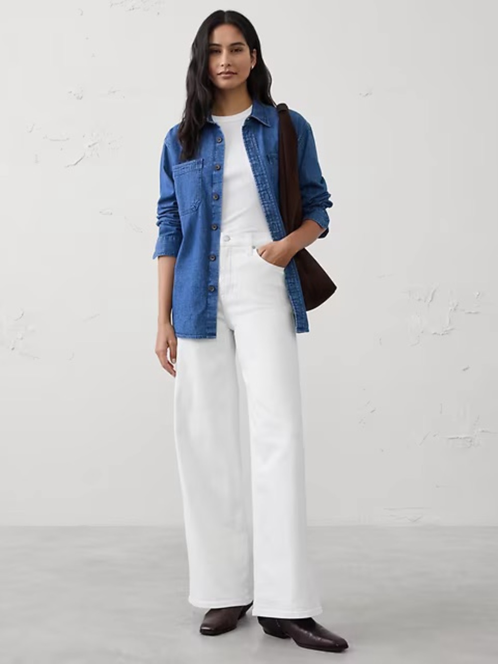 NWT! Banana Republic Pure White High-Rise Wide-Leg Jean - 694872 🩷